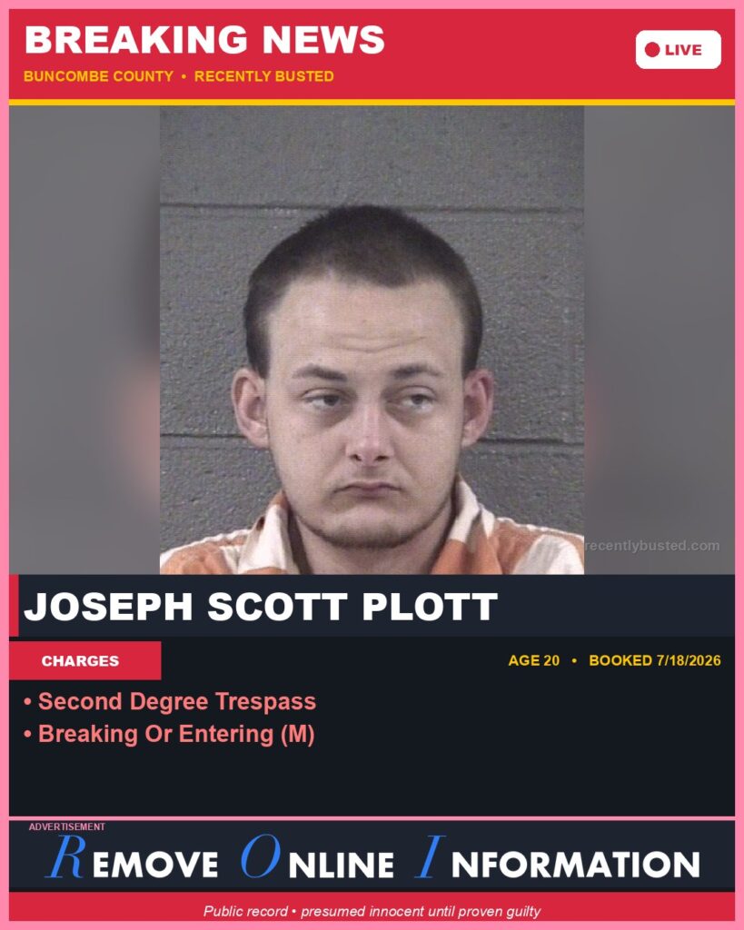 Booking photo of JOSEPH SCOTT PLOTT