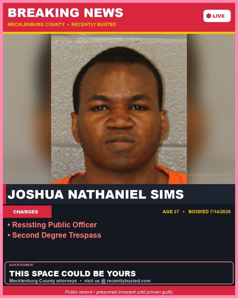 Booking photo of JOSHUA NATHANIEL SIMS