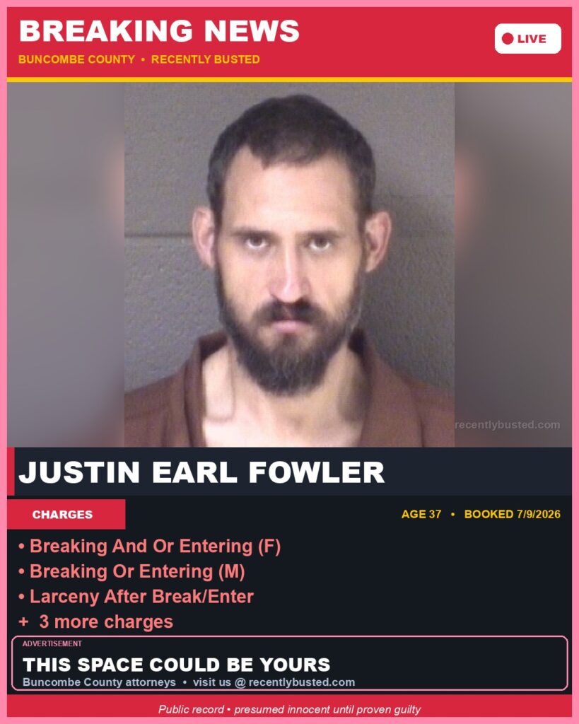 Booking photo of JUSTIN EARL FOWLER