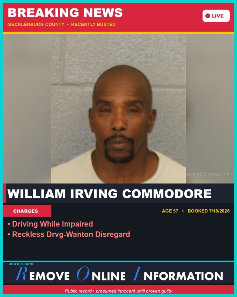 Booking photo of WILLIAM IRVING COMMODORE