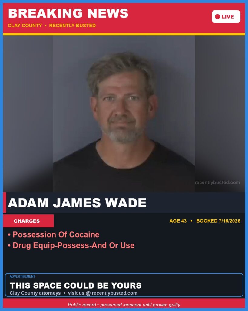 Booking photo of ADAM JAMES WADE