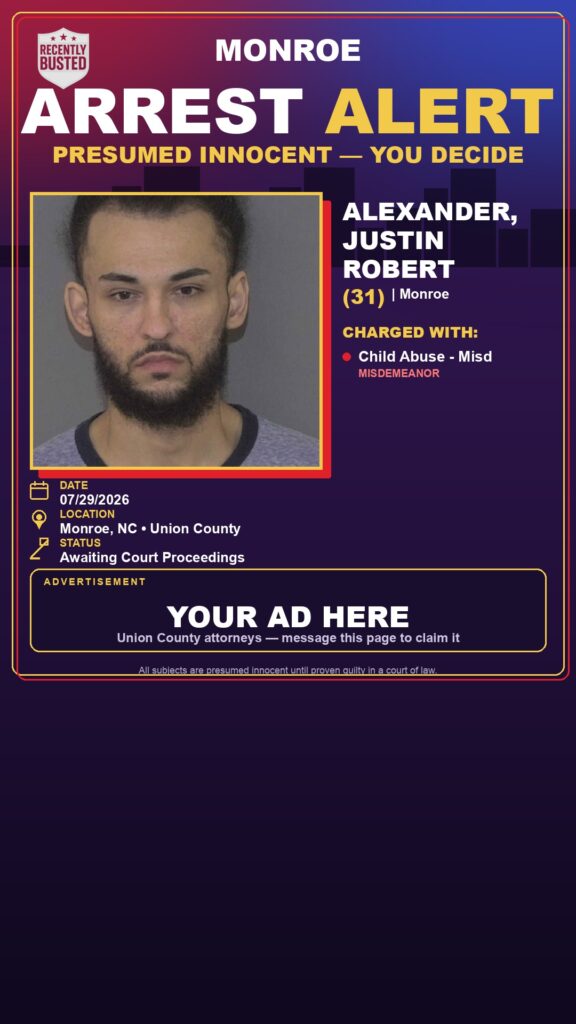 Arrest report - ALEXANDER, JUSTIN ROBERT