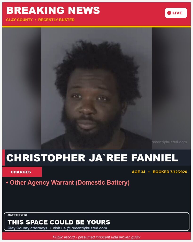 Booking photo of CHRISTOPHER JA`REE FANNIEL