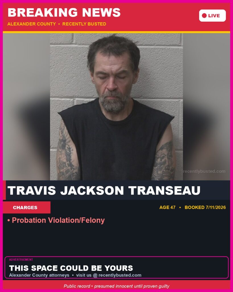 Booking photo of TRAVIS JACKSON TRANSEAU
