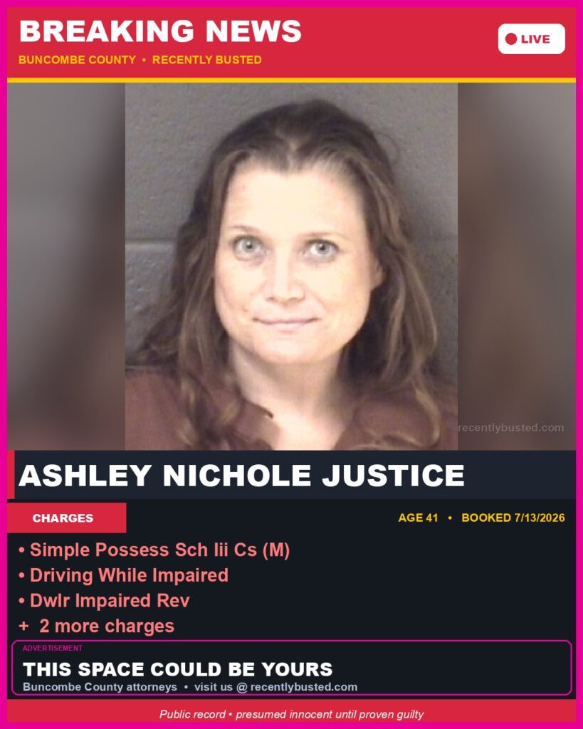 Booking photo of ASHLEY NICHOLE JUSTICE