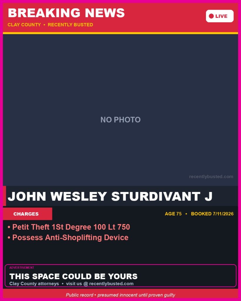 Booking photo of JOHN WESLEY STURDIVANT J