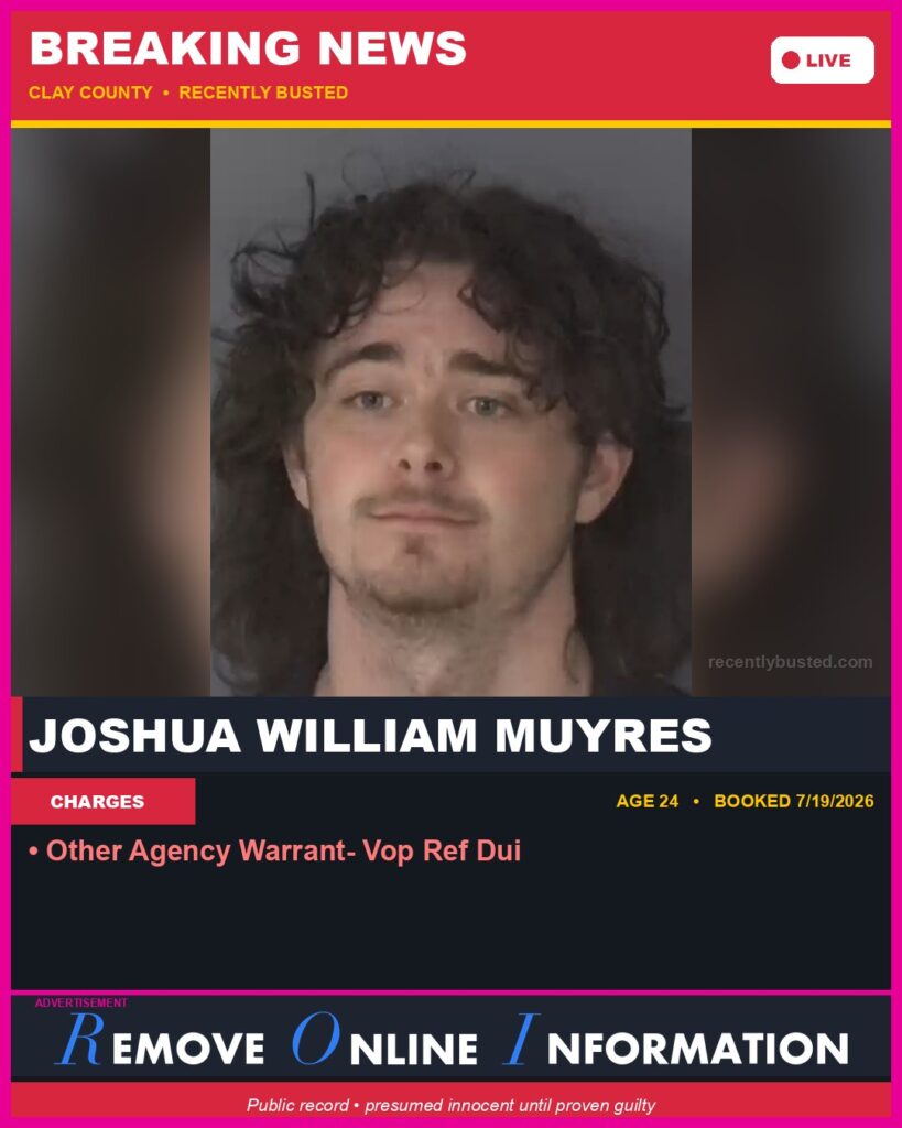 Booking photo of JOSHUA WILLIAM MUYRES