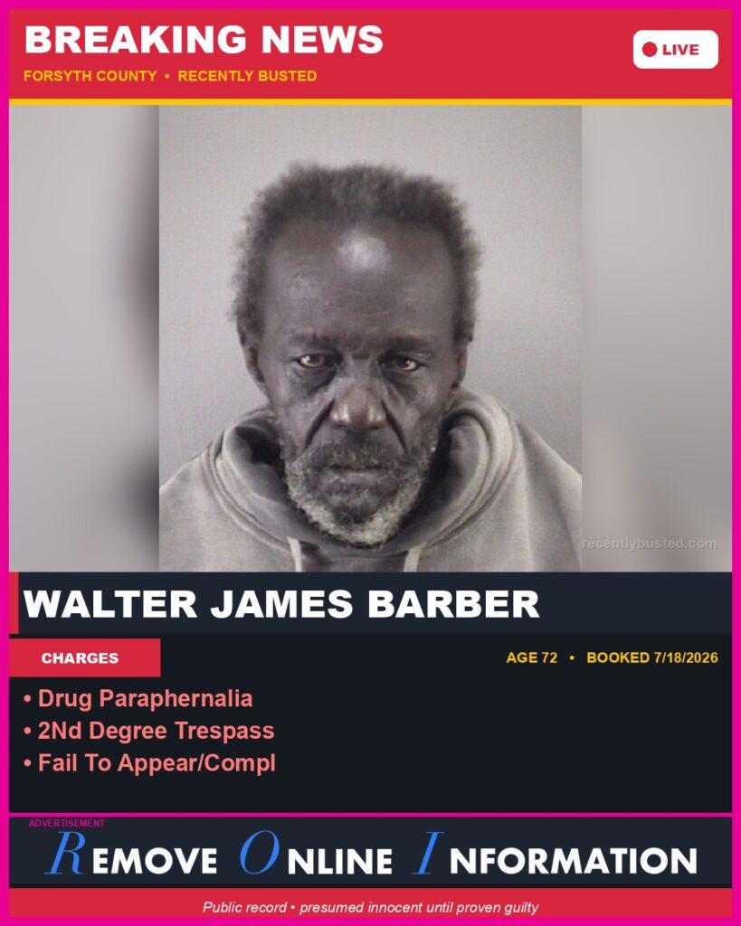 Booking photo of WALTER JAMES BARBER