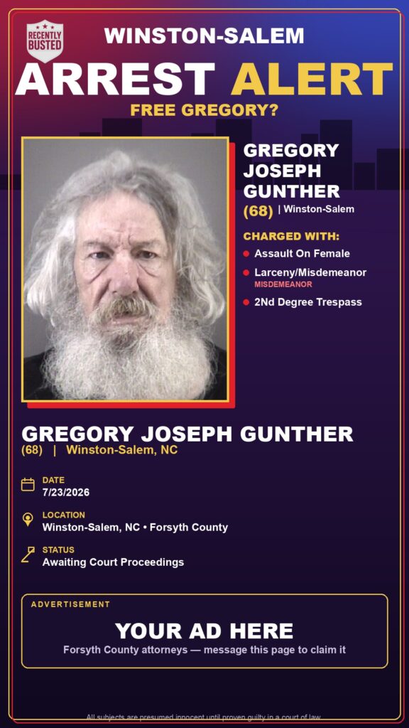 Booking photo of GREGORY JOSEPH GUNTHER