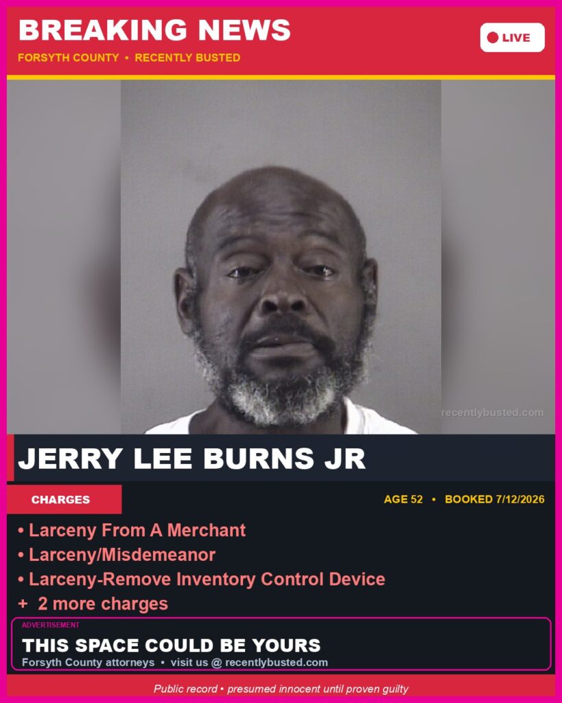 Booking photo of JERRY LEE BURNS JR