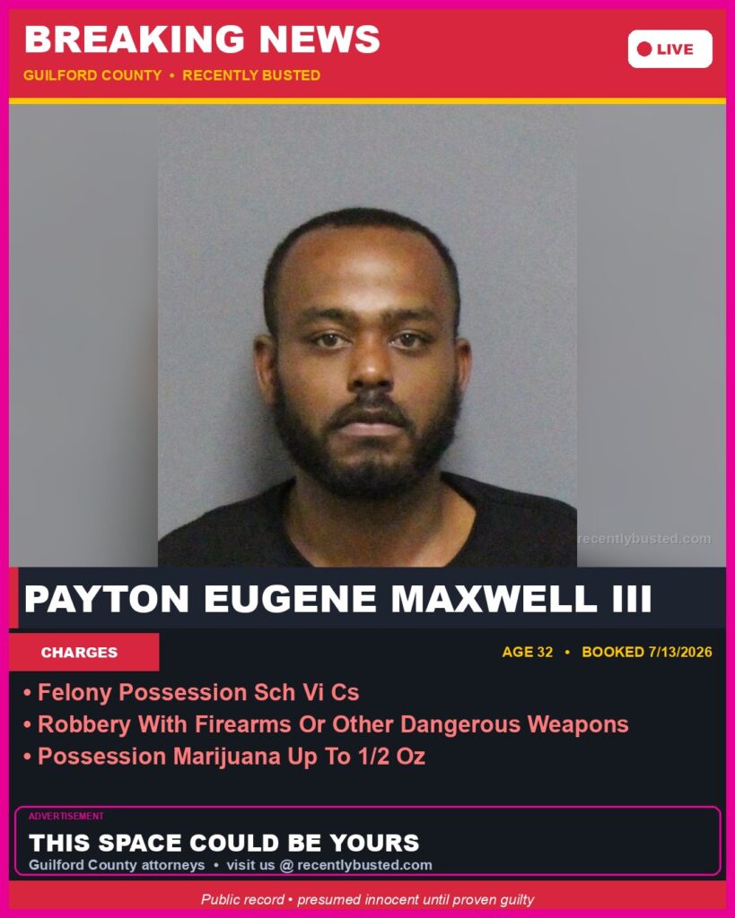Booking photo of PAYTON EUGENE MAXWELL III