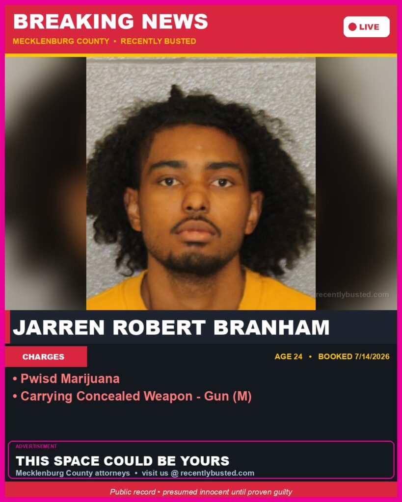 Booking photo of JARREN ROBERT BRANHAM
