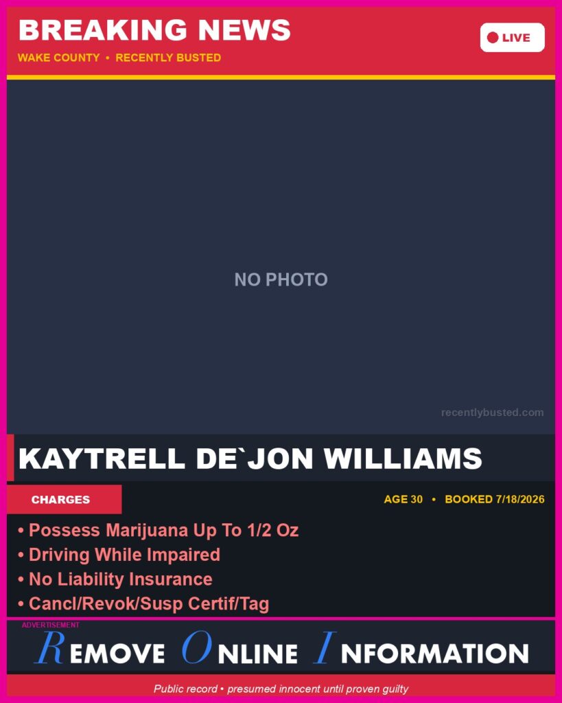 Booking photo of KAYTRELL DE`JON WILLIAMS