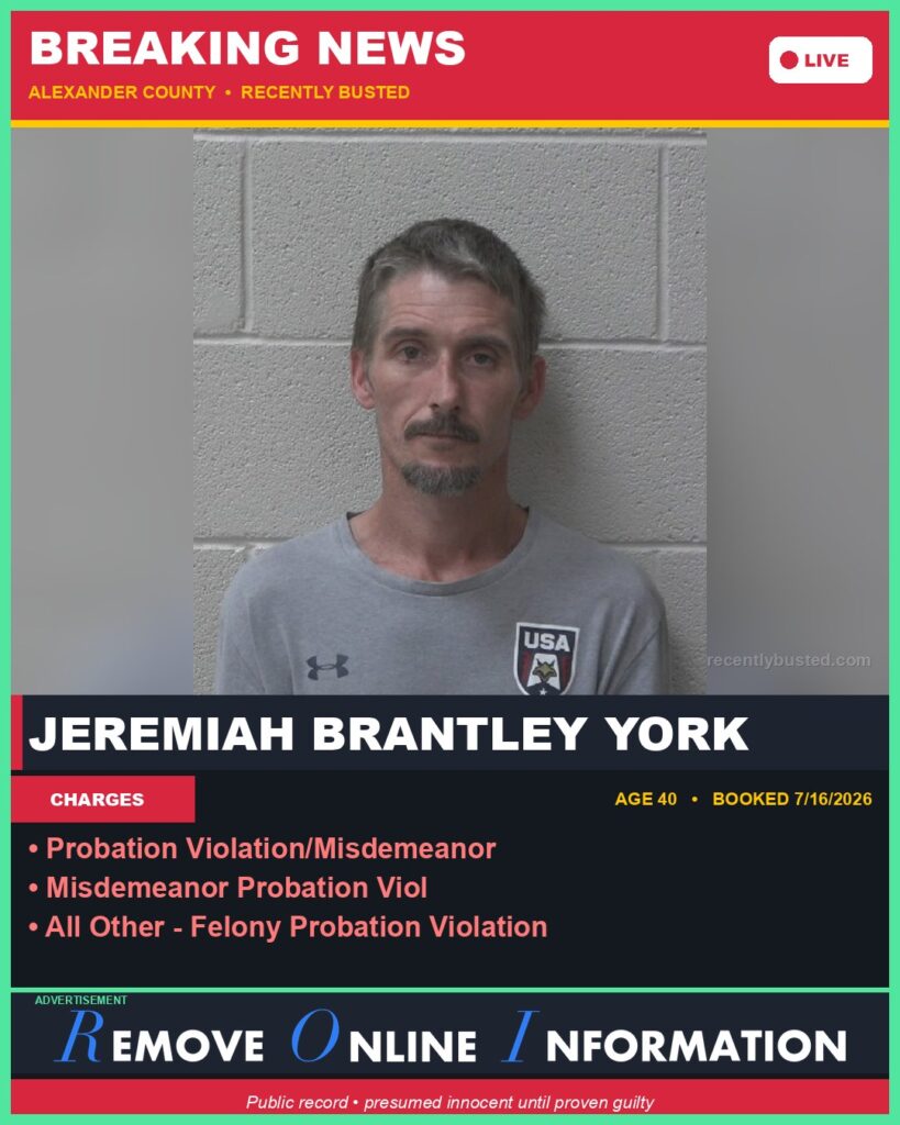 Booking photo of JEREMIAH BRANTLEY YORK