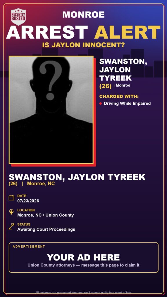 Booking photo of SWANSTON, JAYLON TYREEK