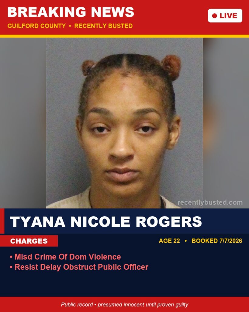 Booking photo of TYANA NICOLE ROGERS