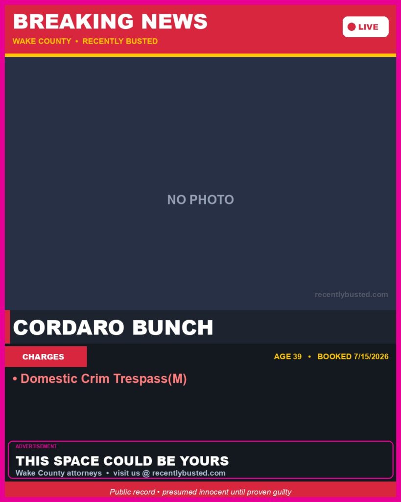 Booking photo of CORDARO BUNCH
