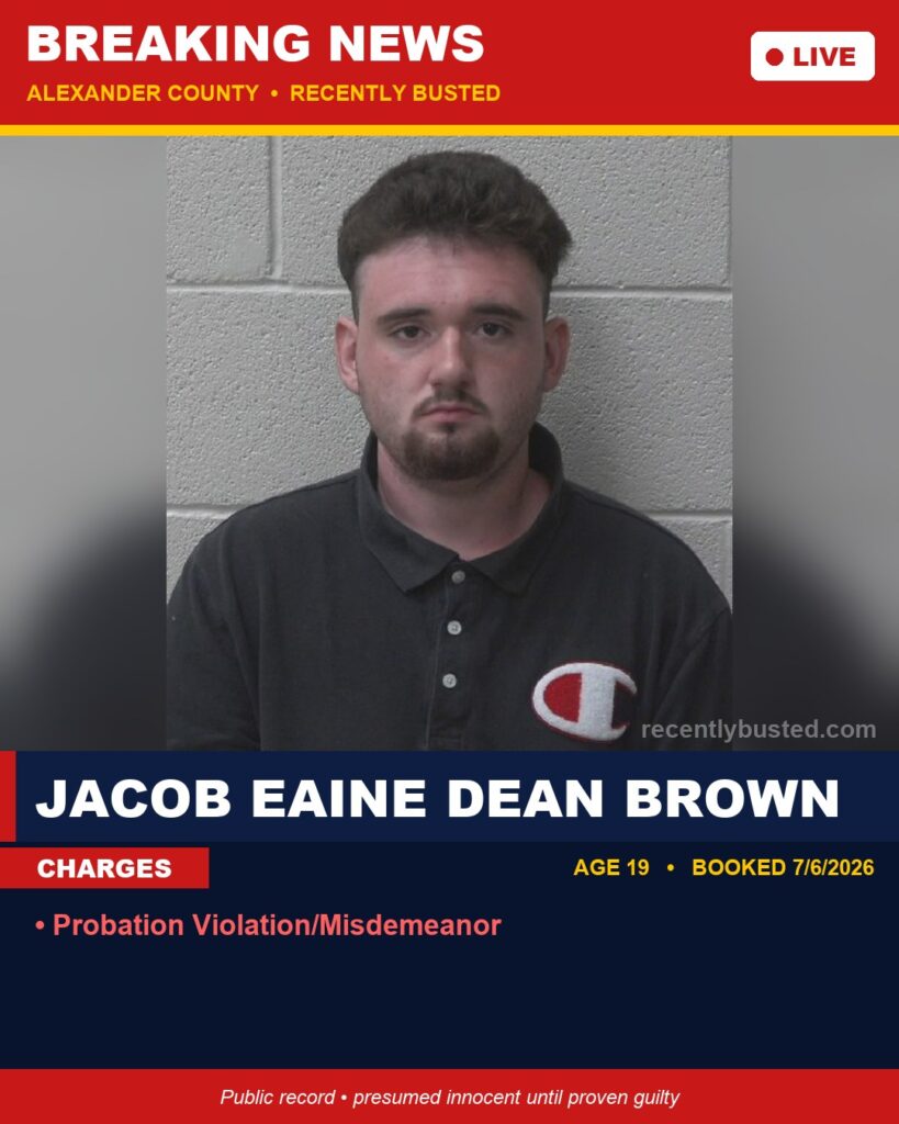 Booking photo of JACOB EAINE DEAN BROWN