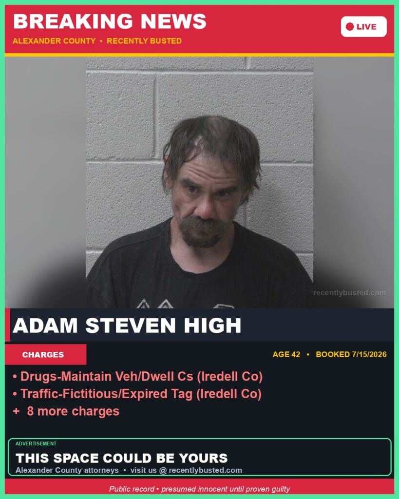 Booking photo of ADAM STEVEN HIGH