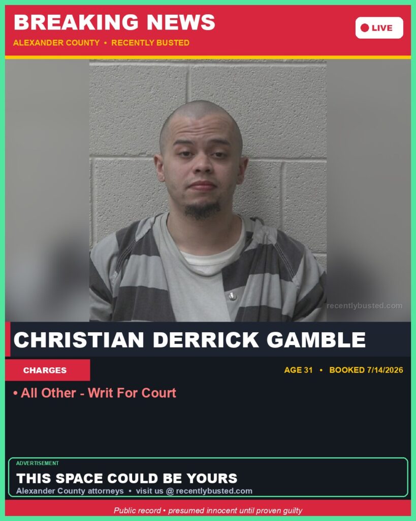 Booking photo of CHRISTIAN DERRICK GAMBLE