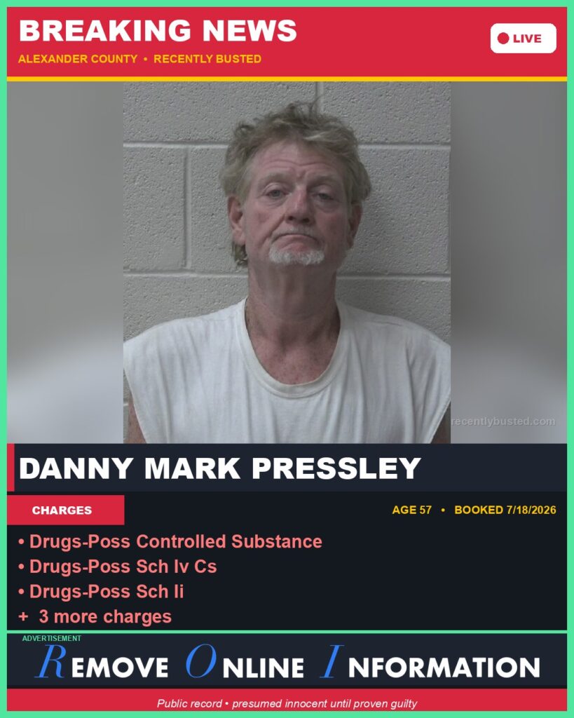 Booking photo of DANNY MARK PRESSLEY