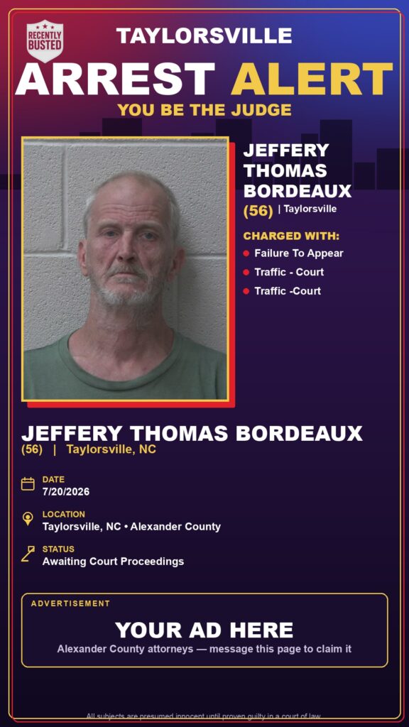 Booking photo of JEFFERY THOMAS BORDEAUX