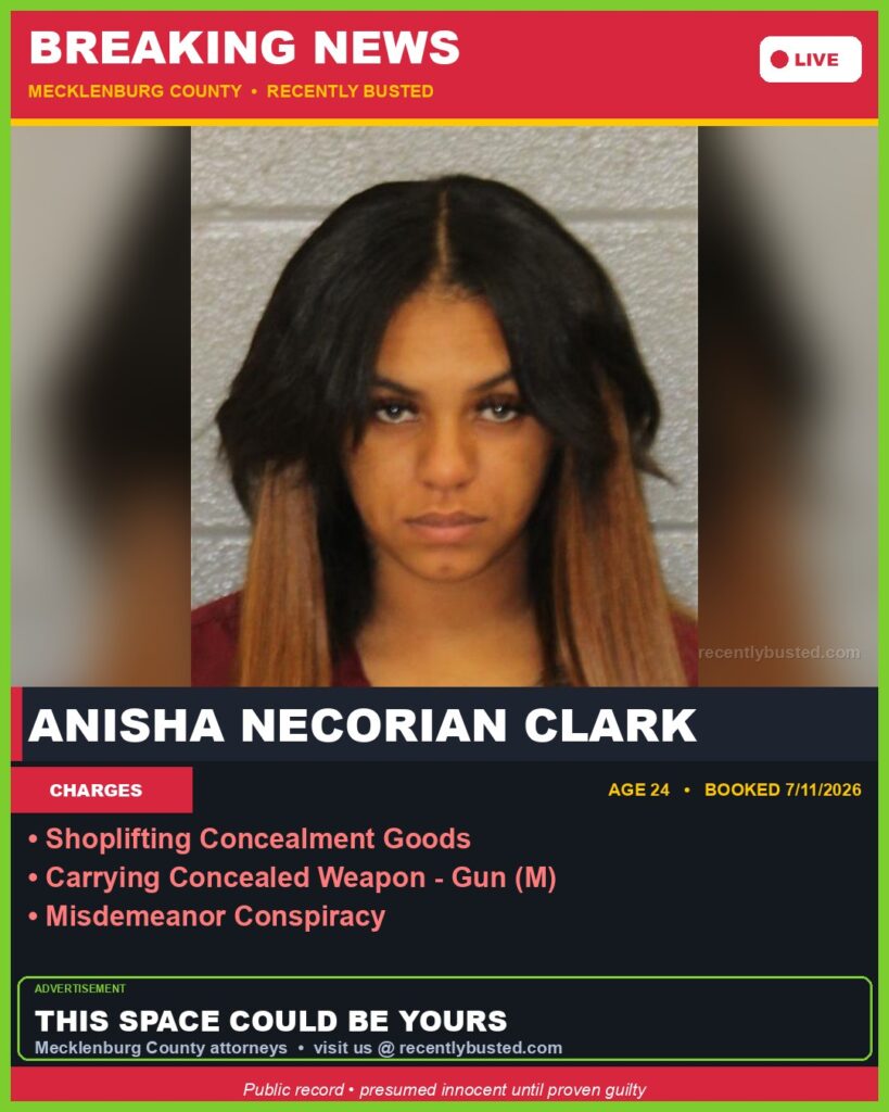 Booking photo of ANISHA NECORIAN CLARK