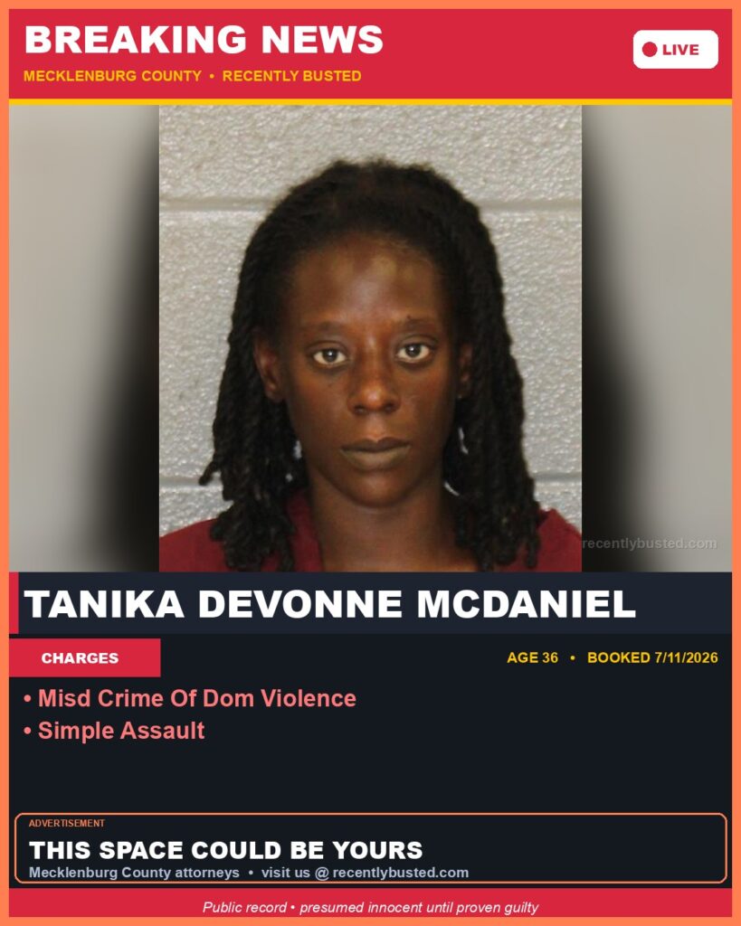 Booking photo of TANIKA DEVONNE MCDANIEL