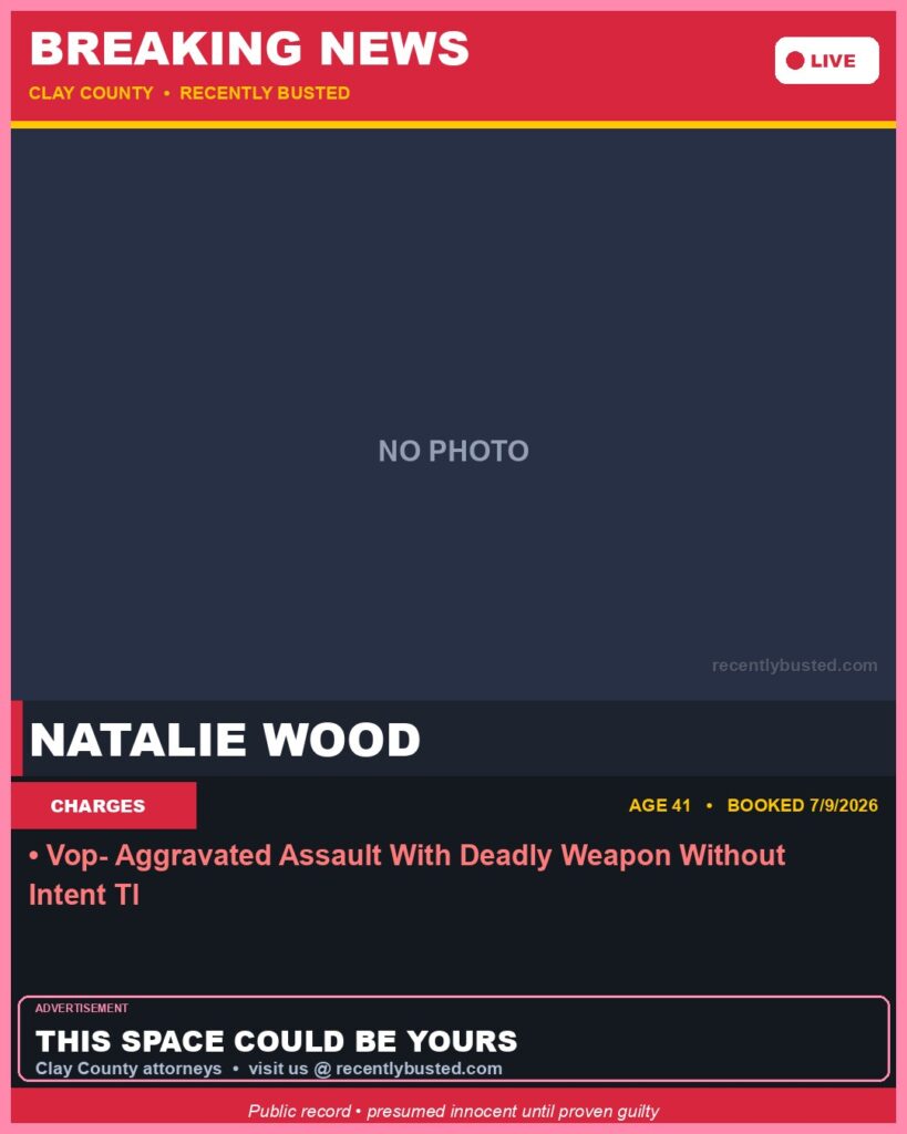 Booking photo of NATALIE WOOD
