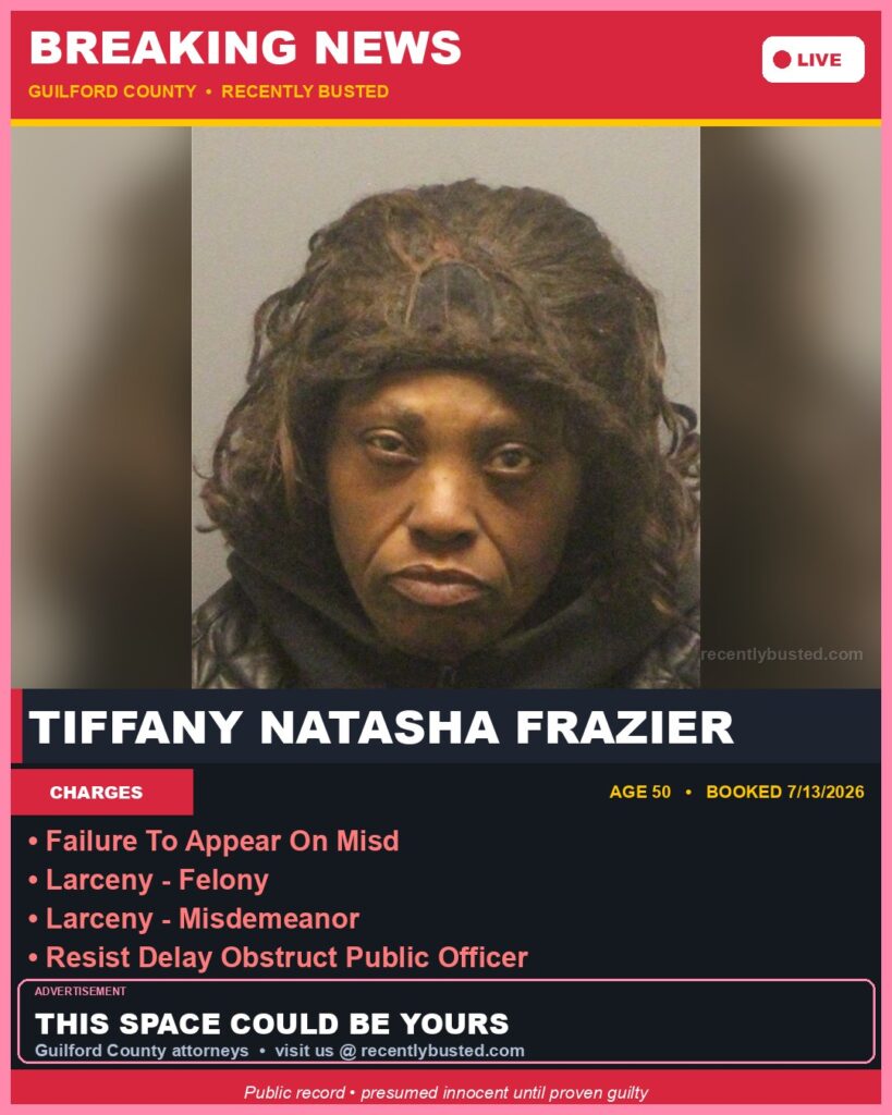 Booking photo of TIFFANY NATASHA FRAZIER