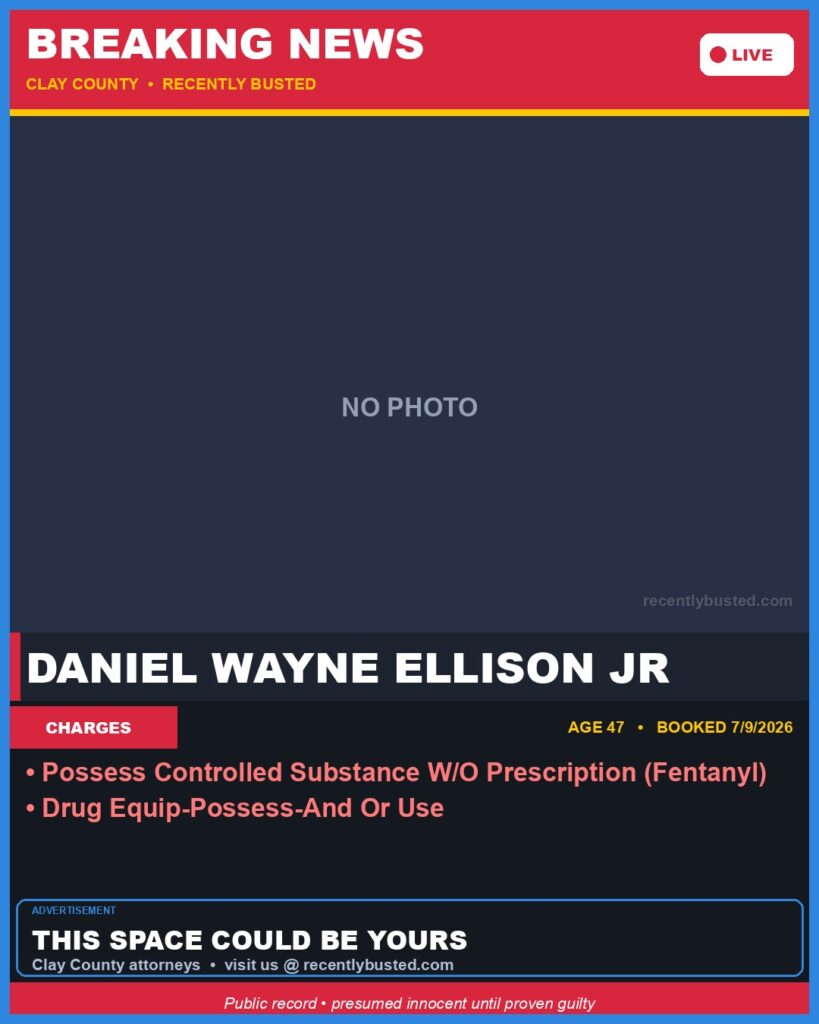Booking photo of DANIEL WAYNE ELLISON JR
