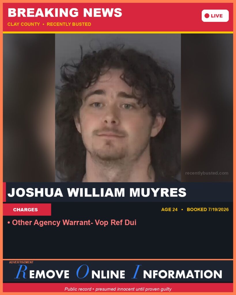 Booking photo of JOSHUA WILLIAM MUYRES