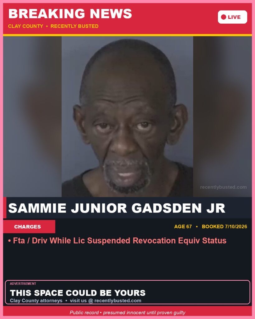 Booking photo of SAMMIE JUNIOR GADSDEN JR