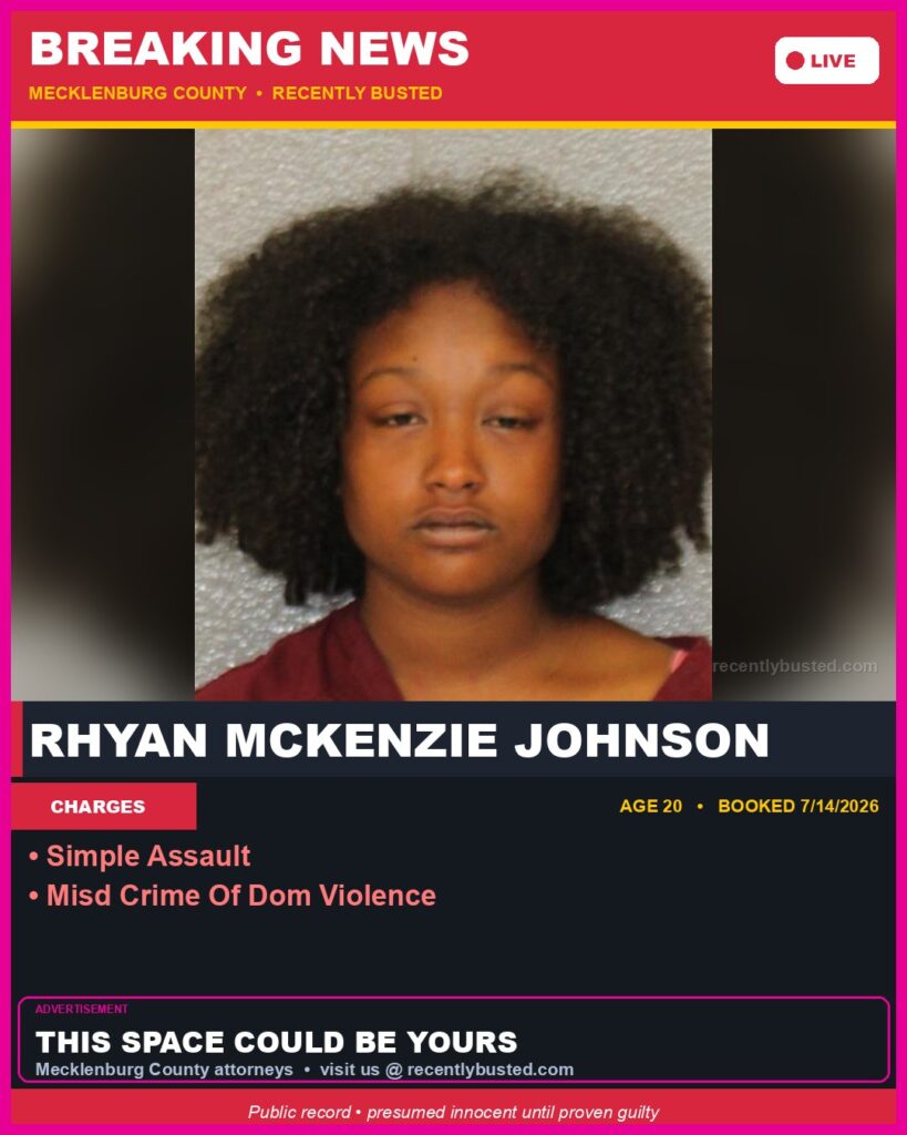Booking photo of RHYAN MCKENZIE JOHNSON