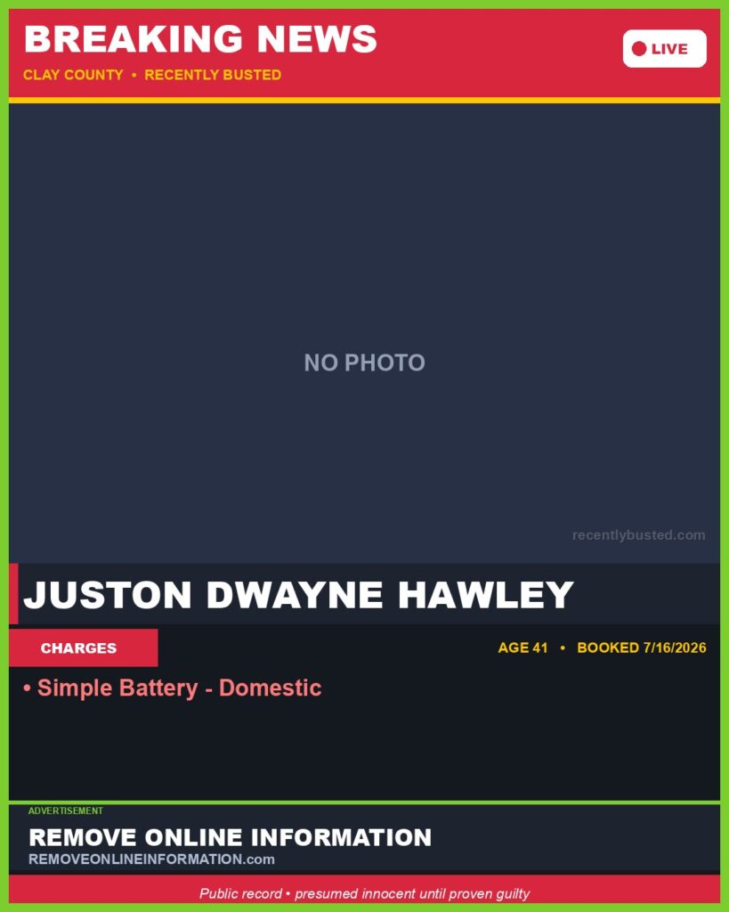 Booking photo of JUSTON DWAYNE HAWLEY