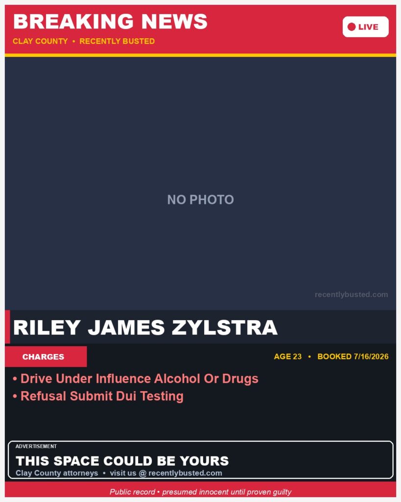 Booking photo of RILEY JAMES ZYLSTRA