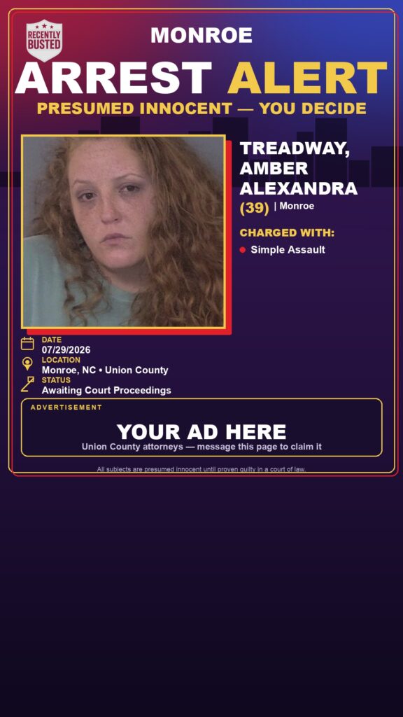 Arrest report - TREADWAY, AMBER ALEXANDRA