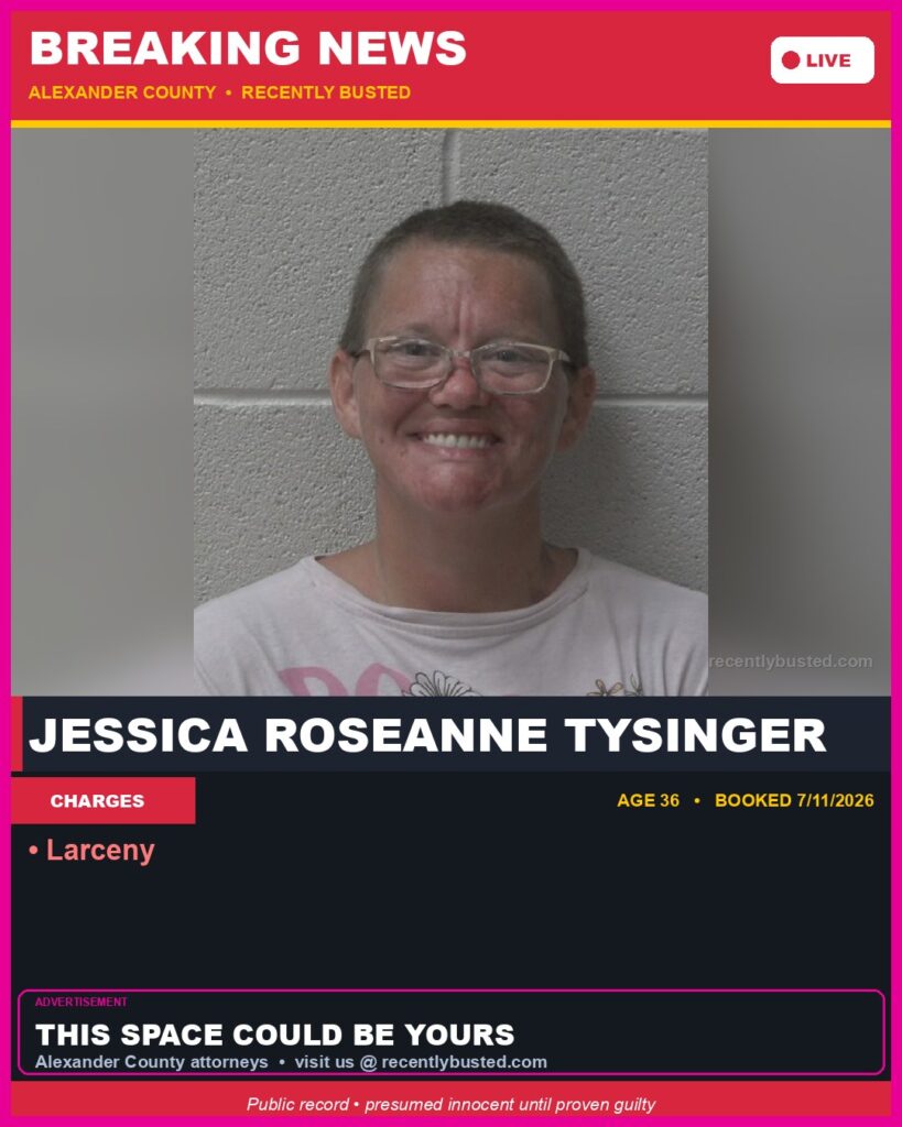 Booking photo of JESSICA ROSEANNE TYSINGER