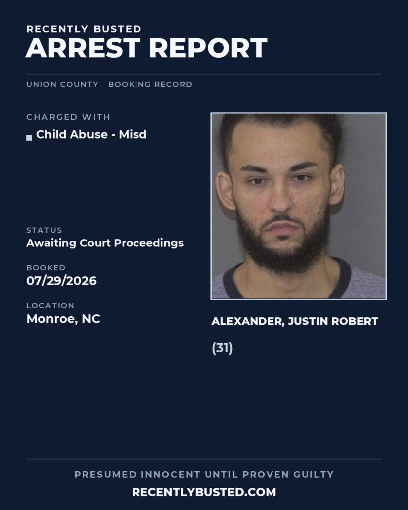 Arrest report - ALEXANDER, JUSTIN ROBERT