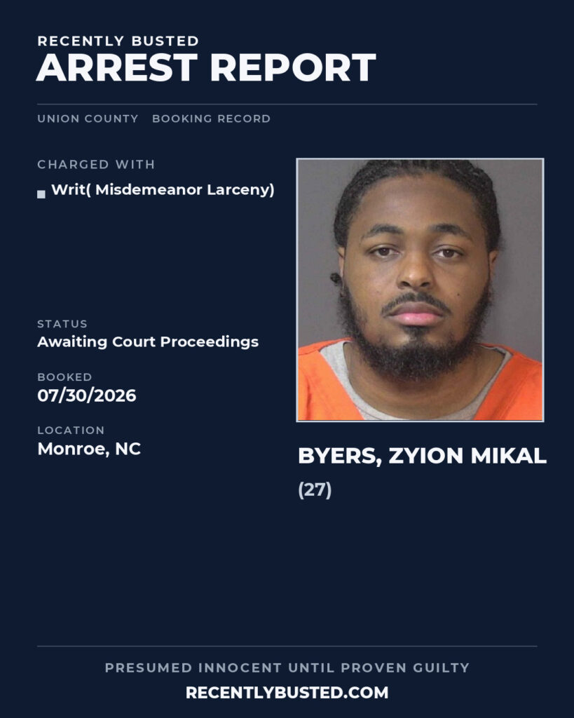Arrest report - BYERS, ZYION MIKAL