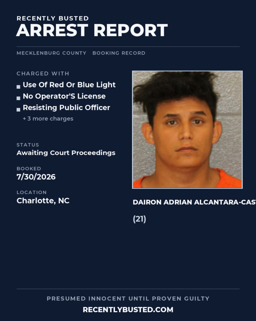 Arrest report - DAIRON ADRIAN ALCANTARA-CASTRO