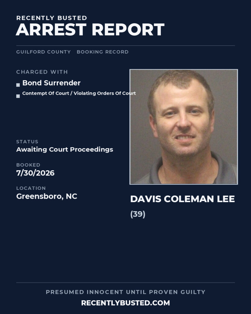 Arrest report - DAVIS COLEMAN LEE