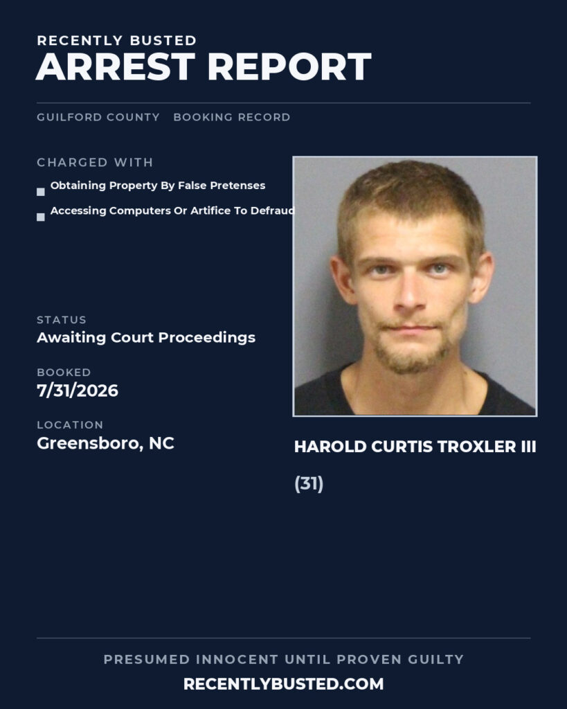 Arrest report - HAROLD CURTIS TROXLER III