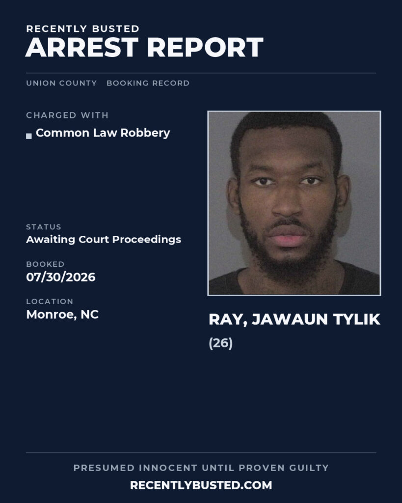 Arrest report - RAY, JAWAUN TYLIK