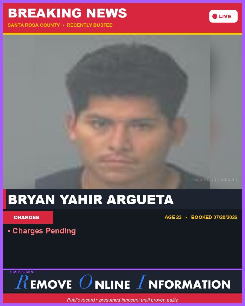 Booking photo of Bryan Yahir Argueta