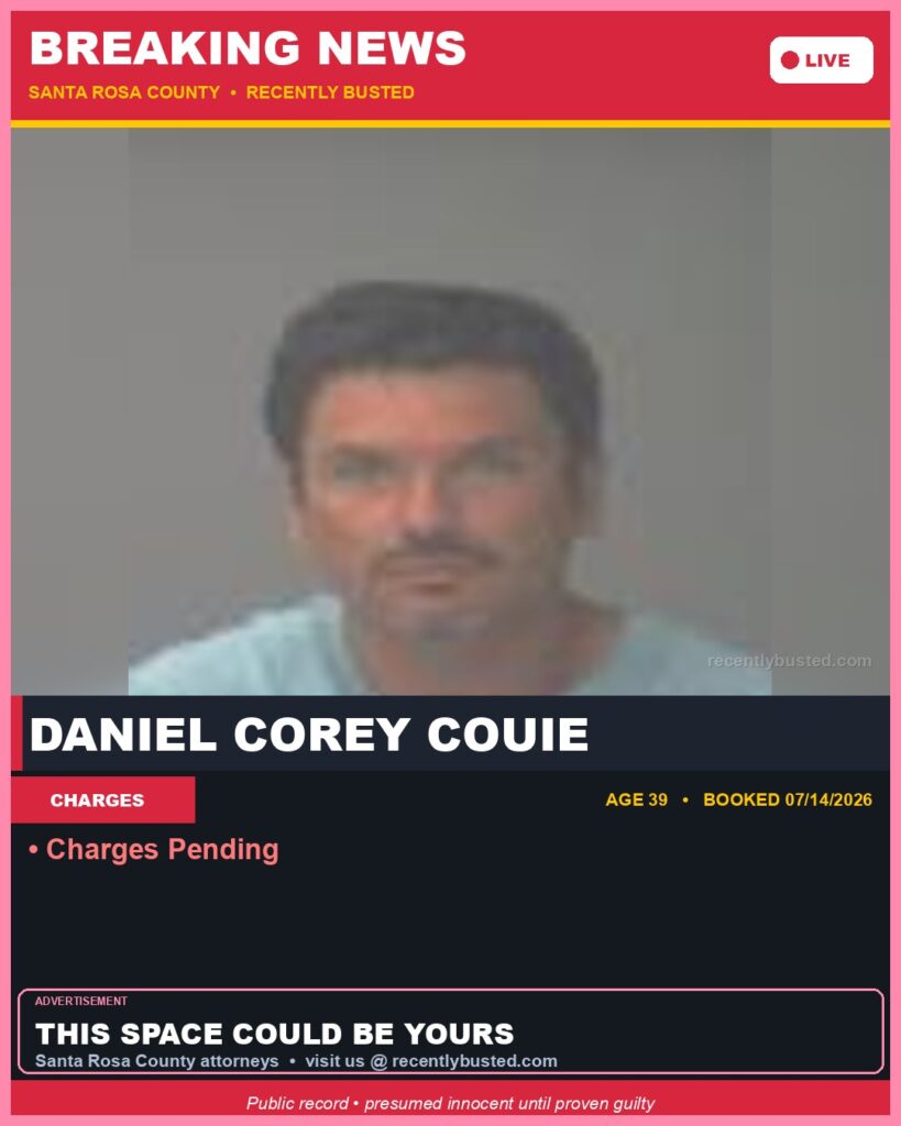 Booking photo of Daniel Corey Couie