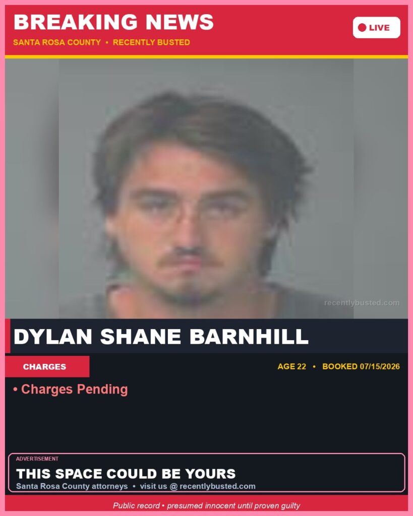 Booking photo of Dylan Shane Barnhill