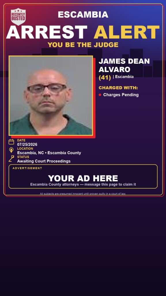 Booking photo of James Dean Alvaro