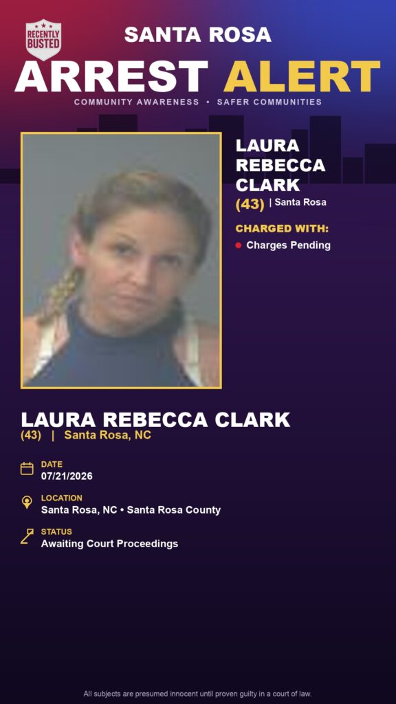 Booking photo of Laura Rebecca Clark