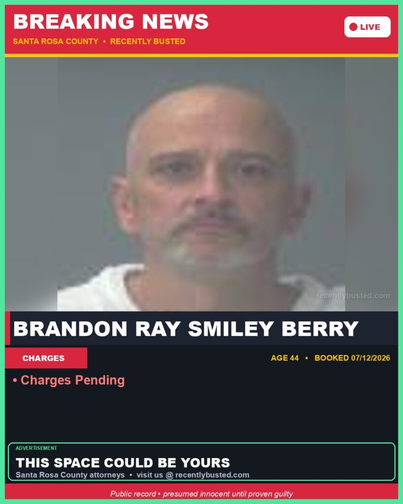 Booking photo of Brandon Ray Smiley Berry